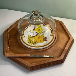 Vintage Goodwood Wooden Cheese and Glass Dome Charcuterie Board